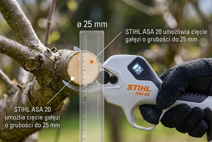 STIHL ASA 20 — cięcie gałęzi do 25 mm